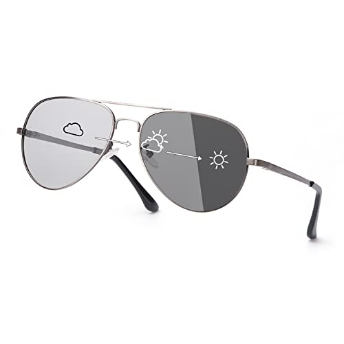 SODQW gafas de sol fotocromaticas polarizadas hombre UVA/UVB Protección (Marco de pistola de gafas...