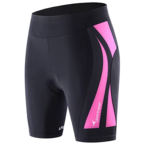 Sportneer 4D Short de Ciclismo Mujer Acolchado Pantalones Cortos Pantalón Cortos de Bicicleta de...