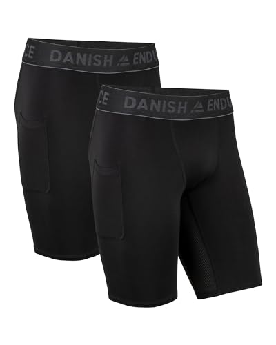 DANISH ENDURANCE 2 Pack Mallas Cortas Hombre, Pantalones Cortos de Compresión Running, con...