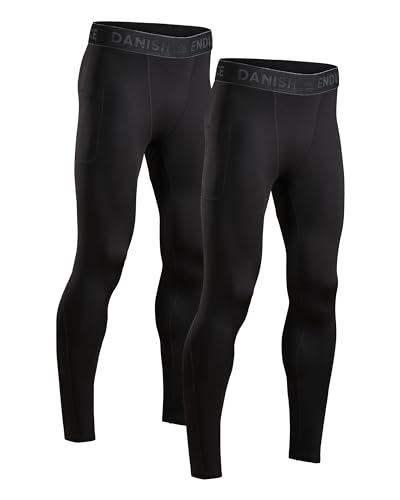 DANISH ENDURANCE 2 Pack Mallas de Compresión para Hombre, Pantalones Deportivos Running con...