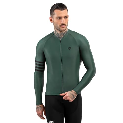 SIROKO Maillot de Manga Larga Hombre Ciclismo M2 Gravel Verde Militar M