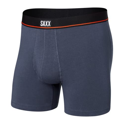 SAXX Underwear Co. Calzoncillos tipo bóxer de algodón elástico para hombre, color azul marino...