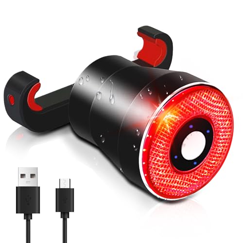 EBUYFIRE Luz Trasera de Bicicleta Inteligente Recargable USB, Super Brillante Rojo Luz LED Bici,...