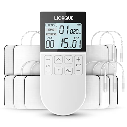 LIORQUE Electroestimulador Muscular, Electroestimulador TENS/EMS/FITNESS 3 en 1, 50 Modos, 10 Piezas...