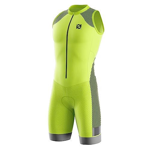 Summer Cycling Skinsuit Triatlón for Hombres, Pro Manga Corta Traje de Ciclismo, Racing Tri Suit de...