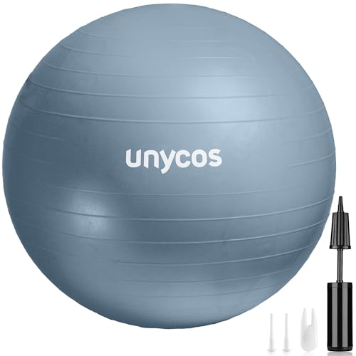 unycos - Pelota de Pilates, Gimnasia y Yoga Ø65 cm con Resistencia de 300 kg e Inflador Incluido,...