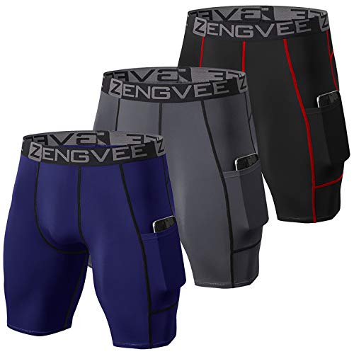 ZENGVEE 3 Piezas Mallas Running Hombre de Secado Rápido para Pantalon Deporte Hombre para Gym,...
