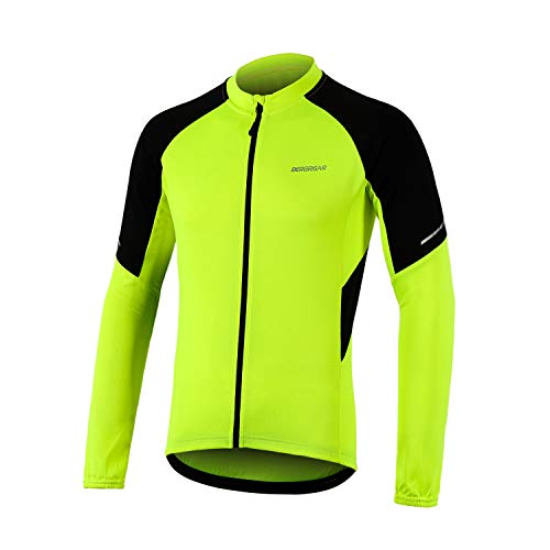 BERGRISAR Maillot Ciclismo Hombre Manga Larga Ropa de MTB Bicicleta Camisa Cremallera Bolsillos...