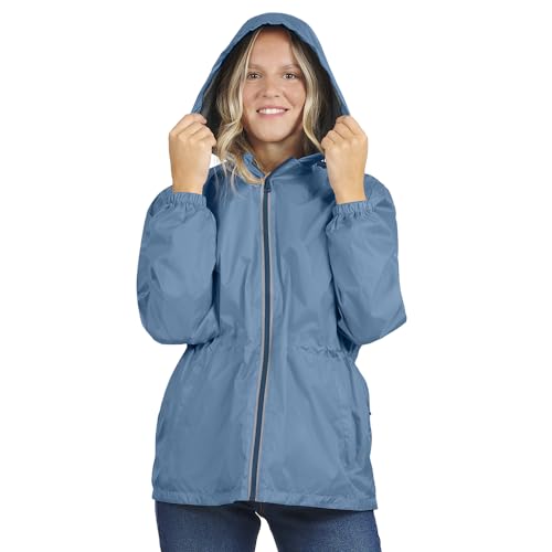 PERLETTI Chubasquero Mujer Cortaviento Ligero con Cremallera - Impermeable Mujer con Capucha...