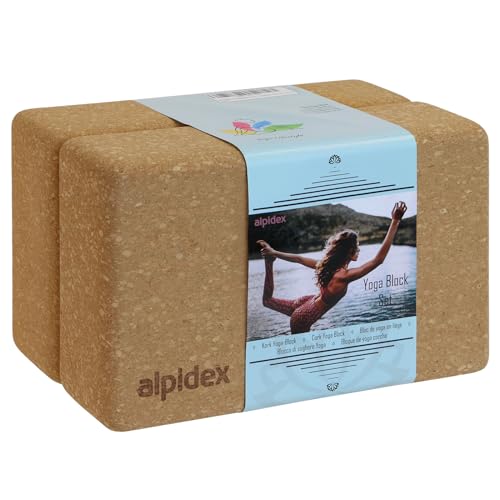 ALPIDEX Bloque de Corcho Juego de 2 Yoga Block Cork Ladrillo ecológico y sostenible Corcho de...