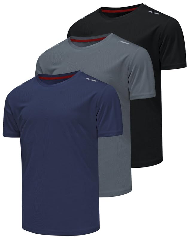 Csqtongan Camiseta Deporte Hombre, Pack de 3 Camisetas Manga Corta Hombre, Transpirable Deportiva...