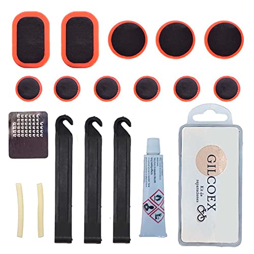 Parches Bicicleta- Kit repara pinchazos Bicicleta - Parches con Pegamento bicis - Estuche...