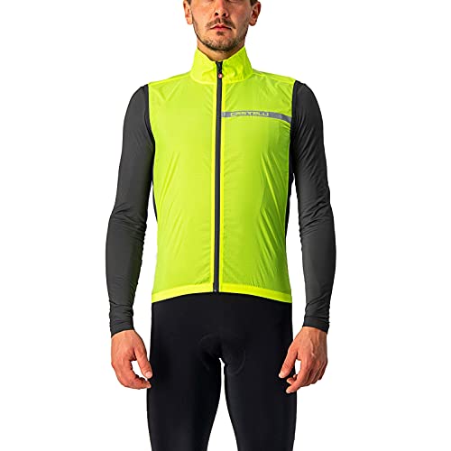 Castelli Squadra ST. Vest Sports, Hombre, Amarillo Fluorescente/Gris Oscuro, XX-Large