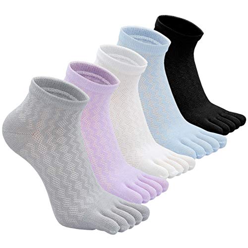 PUTUO Calcetines de cinco dedos para deporte, mujer, calcetines de algodón, suave y transpirable,...