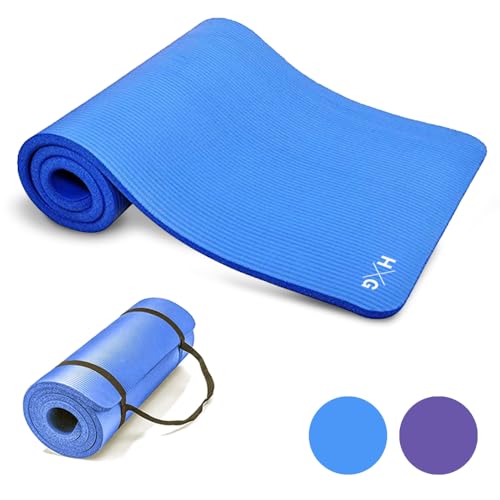 HxG.Esterilla de Yoga Pilates Fitness 1cm antideslizante NBR con gomas para transportar fácilmente,...