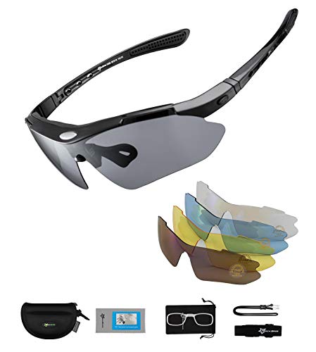 ROCKBROS Gafas de Sol Polarizadas con 5 Lentes Intercambiables para Ciclismo Bicicleta Running...