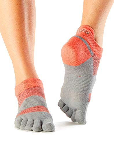 Toesox Sport Sock Lolo Calcetines Deportivos de Cinco Dedos, Unisex Adulto, Papaya, Medium