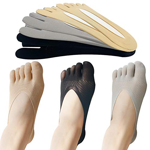 EQLEF Calcetines Dedos, 6 pares antideslizantes calcetines de cinco dedos calcetines suaves de corte...