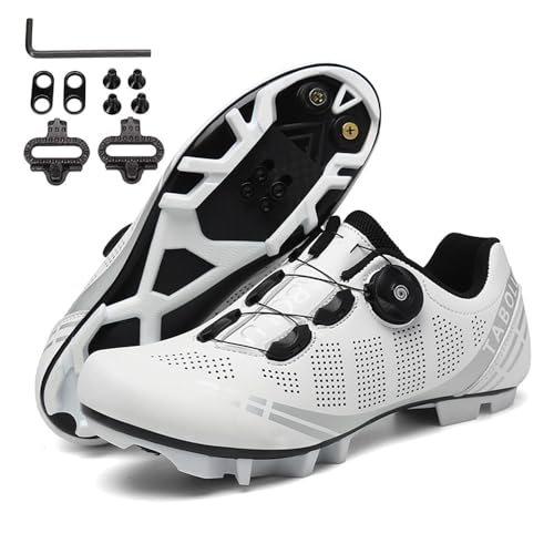 Hixingo Zapatilla de Ciclismo Hombre Mujer Blanco Zapatos Bicicleta de Montaña Exterior MTB...