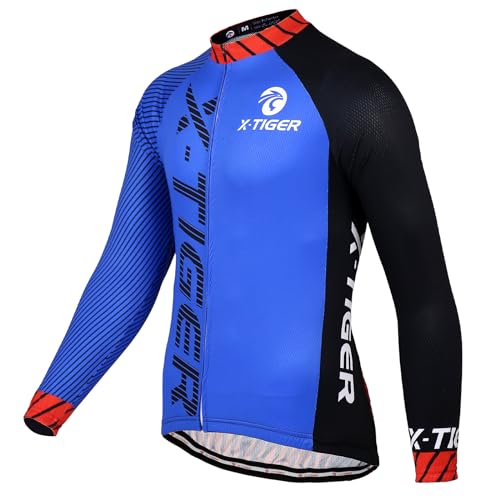 X-TIGER Camisetas de Ciclismo para Hombre Manga Larga Ropa de MTB Bicicleta Camisa Cremallera...