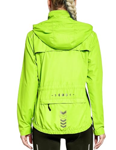 FitsT4 Sports Chaquetas de ciclismo para mujer, ligeras, cortavientos, reflectantes, con capucha,...