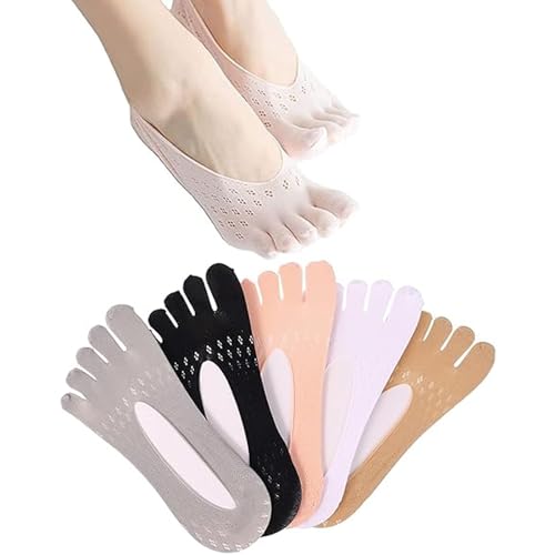 GWAWG 5 pares de calcetines separadores de dedos para mujer, calcetines de alineación de dedos...