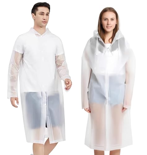 Gerhannery Chubasqueros Impermeable, 2 de Paquete Poncho de Lluvia Reutilizable con Capucha y...