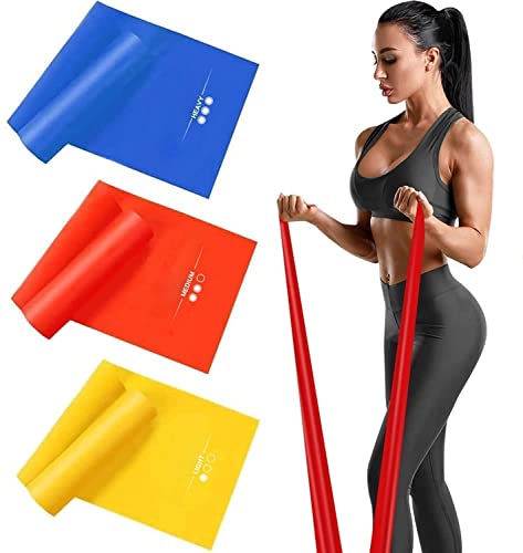 Bandas Elasticas Fitness[Set de 3] 1.5M /1.8M /2M,Cintas Elasticas con 3 Niveles de Resistencia,...