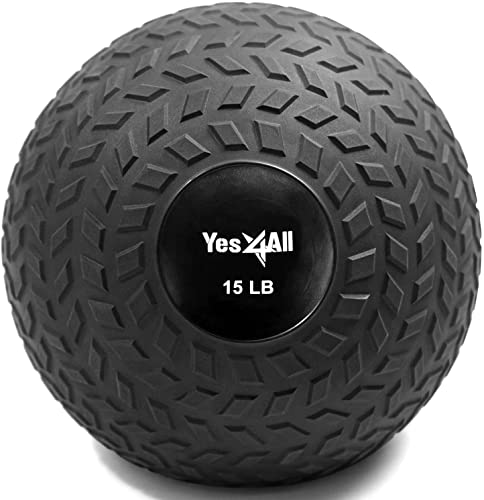 Yes4All D297 Slam Balls 6.8 kg, Negro, balón Medicinal Relleno de Arena, sin Rebote, Adecuado para...