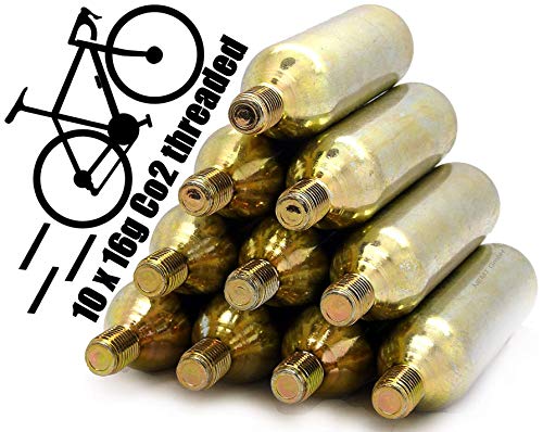Cartuchos roscados NEMT 16g CO2 de 10 Piezas para neumáticos de MTB y Bicicletas de Carrera y Otros...