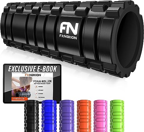 Fit Nation rodillo masaje muscular con libro de ejercicios, rodillo foam roller ultraligero con...