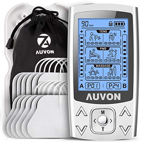 AUVON 3-en-1 Electroestimulador muscular de 24 modos, con función TENS, EMS y masaje, para aliviar...