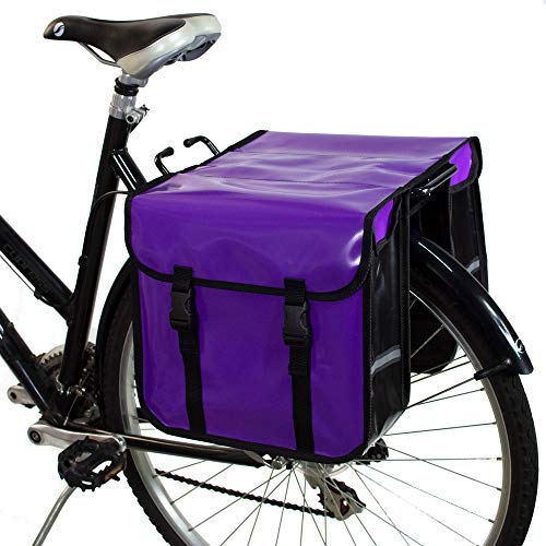 BikyBag - Doble Alforjas para Bicicletas Impermeables (Violetas)