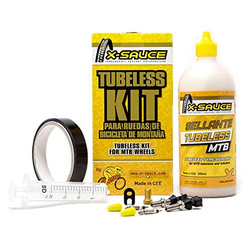 X-Sauce Kit TUBELESS MTB V. Fina-Cinta Negra 25mm, Adultos Unisex, Amarillo, 25 mm
