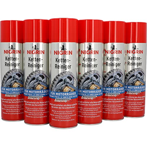 Nigrin 20854-6 limpiadores de cadena de 500 ml, spray de cadena para moto, limpia y desengrasa las...