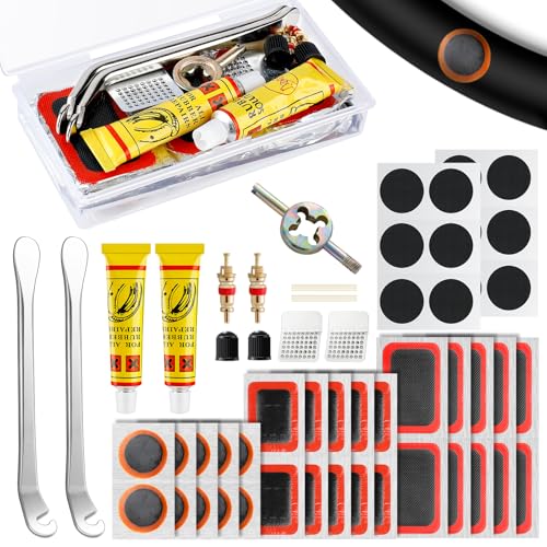 Wothfav Kit Repara Pinchazos Bicicleta, 42 Parches Bicicleta, Kit de Reparación de Neumáticos para...