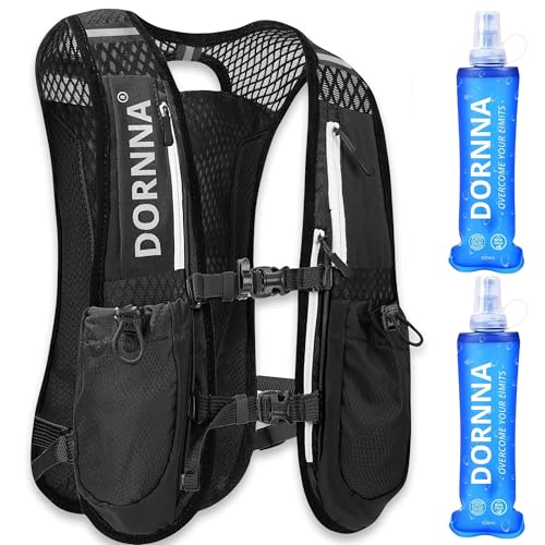 DORNNA – Chaleco Hidratación Trail Running + 2 Soft Flask 500ml de Regalo, Mochila de Correr para...