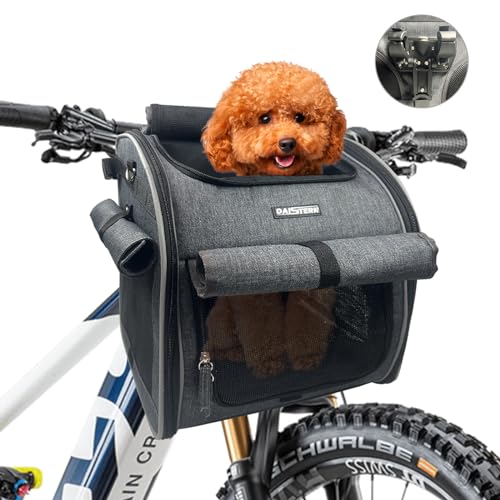 DAISTERN Cesta Perro Bicicleta 9KG, Mochila para Mascotas con Ventanas de Malla, Transportin de Gato...