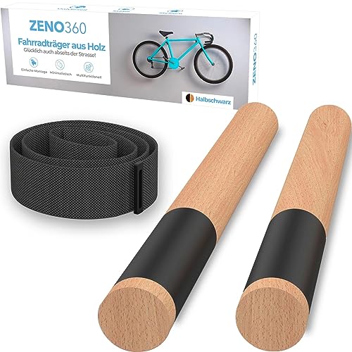 Zeno360 Soporte de pared para bicicleta de madera, robusto soporte para bicicleta de carretera, MTB...