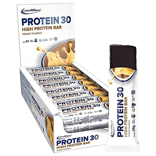 IronMaxx Proteína 30 Barrita Proteica - Cacahuetes 24 x 35g | barrita proteica sin aceite de palma...