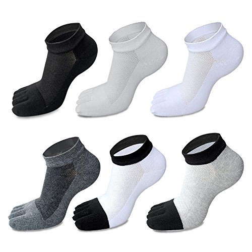 MOAMUN Toe 5 Pares Hombres Calcetines Algodón Corte Bajo, 5 Dedos Calcetines para Hombres Suave Y...