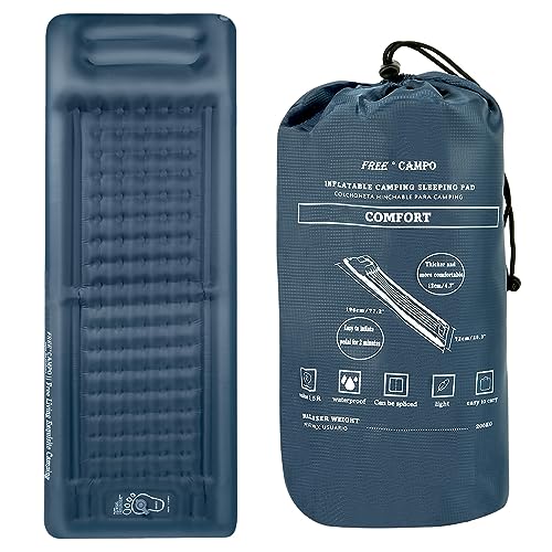 FREE CAMPO Colchonetas autoinflables Camping 12cm Grosor ，Esterilla Camping con Almohada，Equipo...