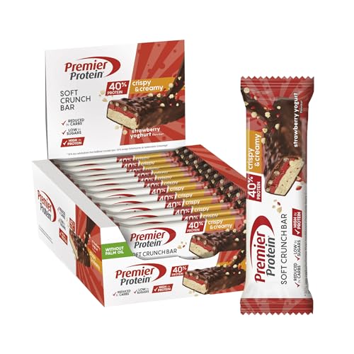 Premier Protein Soft Crunch Bar 40% Protein Strawberry Yogurt 12x40g - Bajo en azúcar + Bajo en...